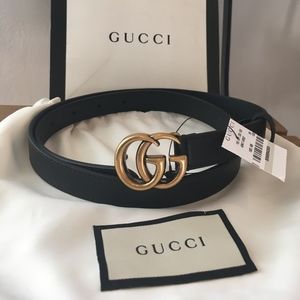 Black Double G Skinny Gucci Belt